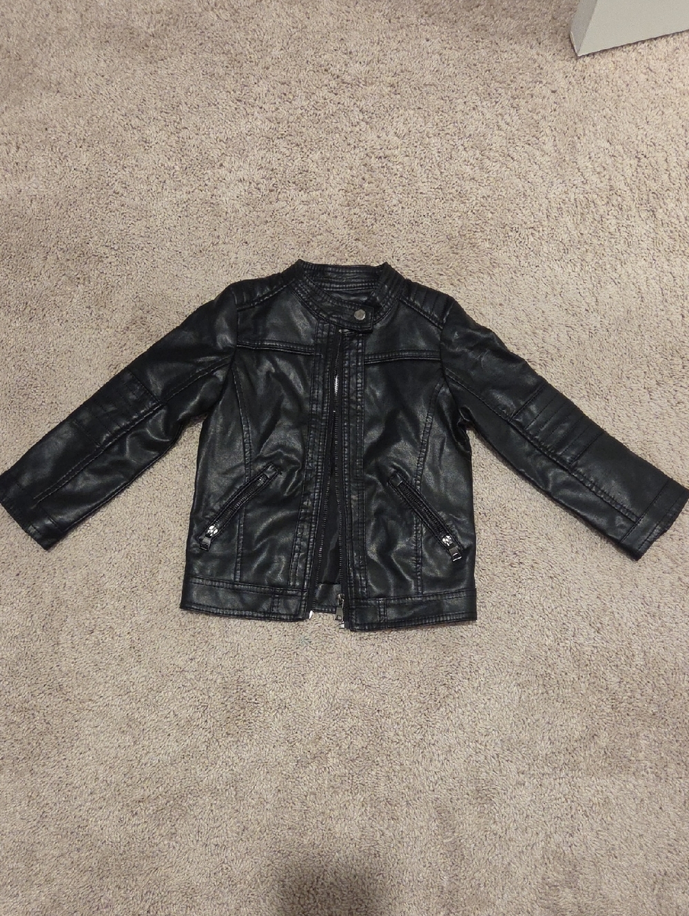 Kids Faux Leather Moto Jacket - Black